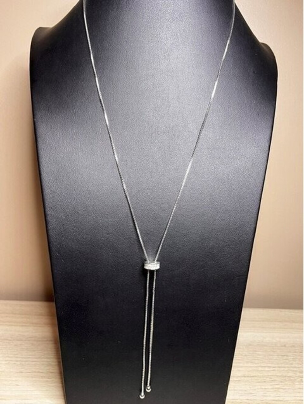 B6142 IBB CN Adjustable Bolo Lariat Y Necklace Rhinestone Box Chain 30"